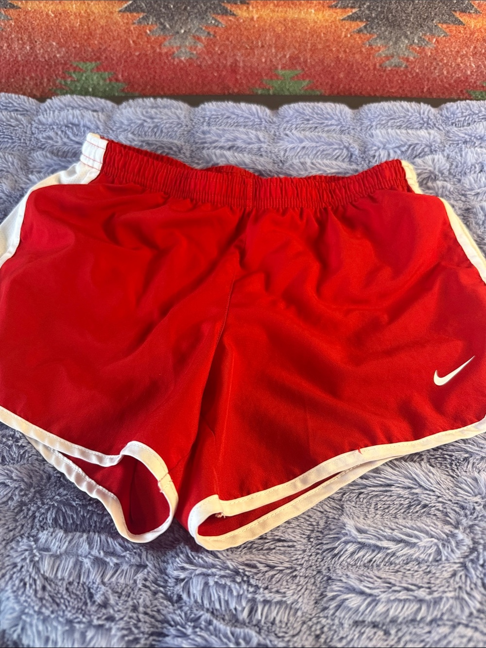 Nike Women's Red Athletic Shorts with White Trim
